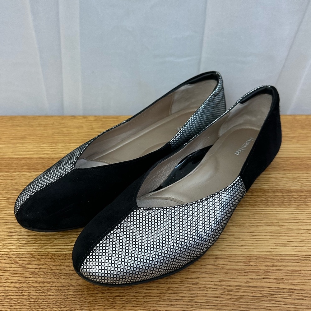 BeautiFeel Amada Ballet Flat Pewter Pixel Print Suede Shoes Womens Size 40/9
